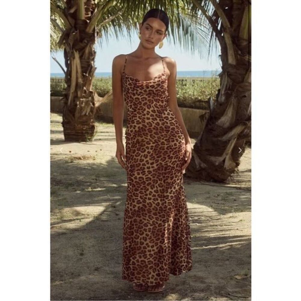 NWT Miscreants London Revolve Women's Animal Print Stretch Maxi Dress US 4 /UK 8